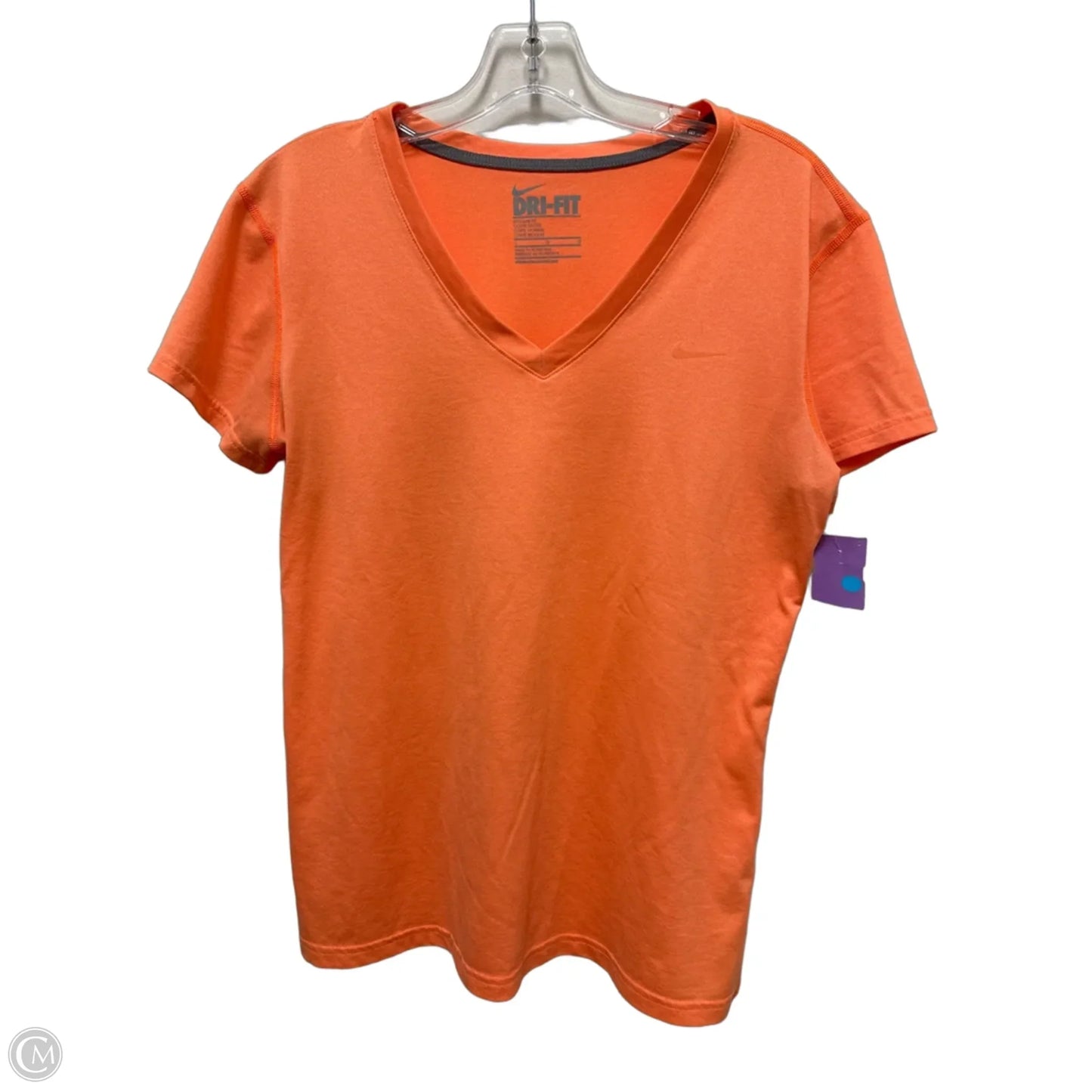 Athletic Top Short Sleeve By Nike In Orange, Size: L