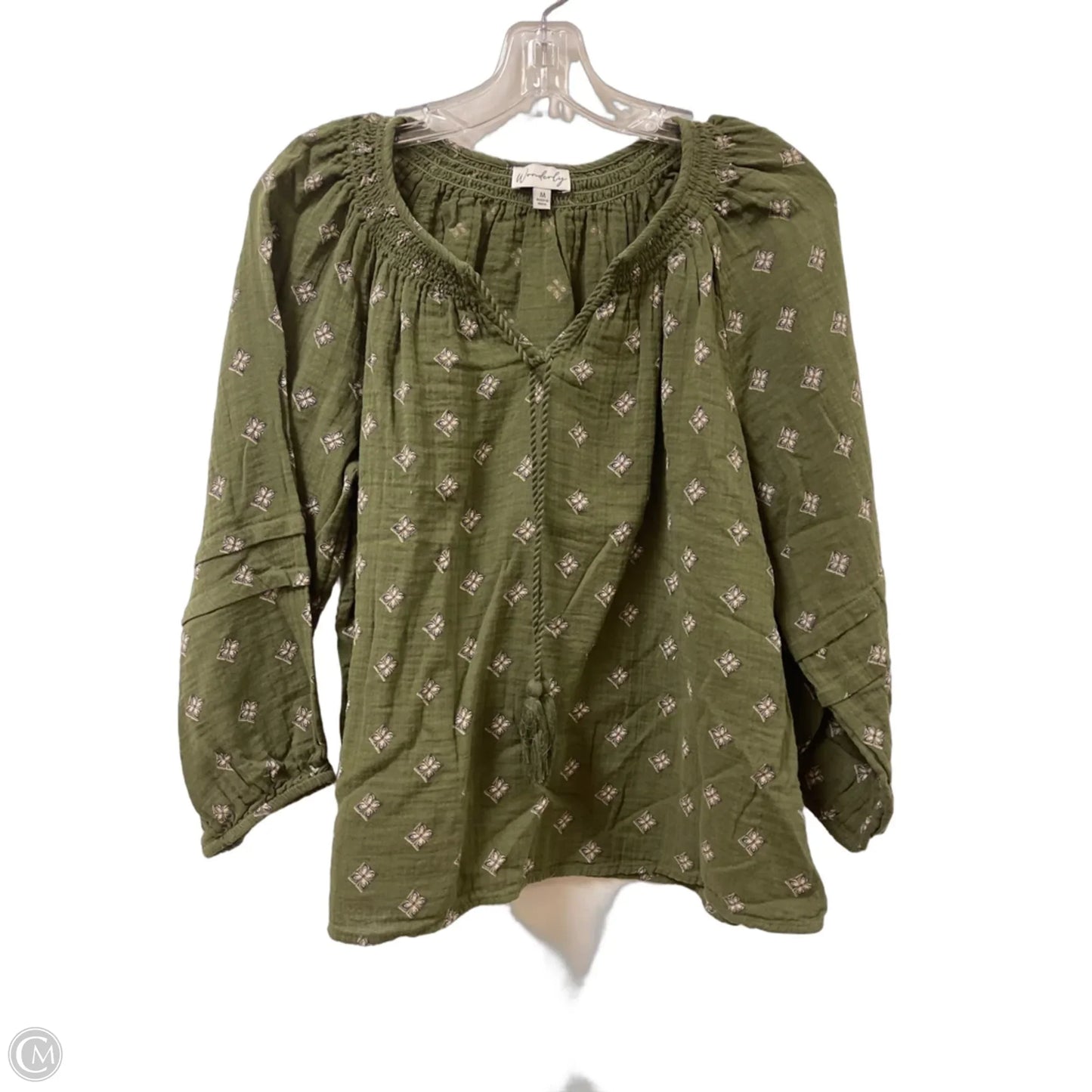 Top Long Sleeve By Wonderly In Green, Size: M