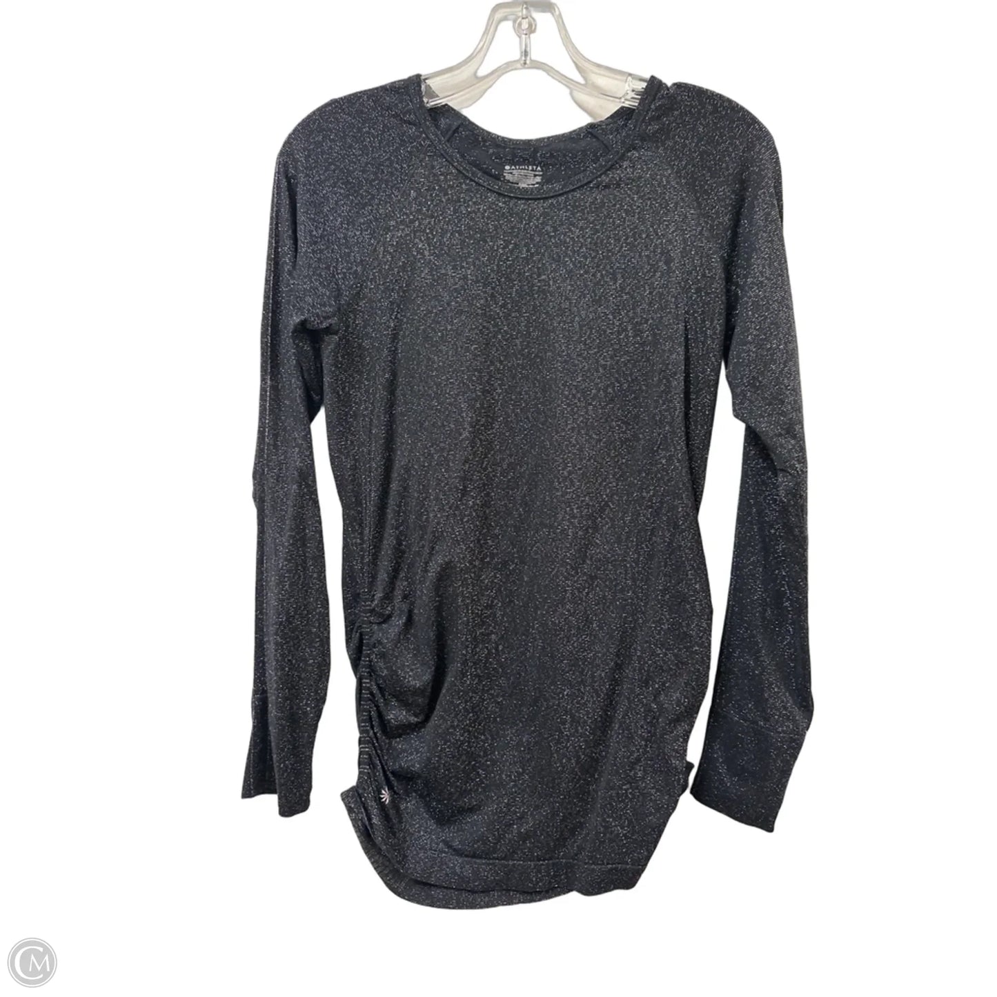 Athletic Top Long Sleeve Crewneck By Athleta In Black & Silver, Size: M