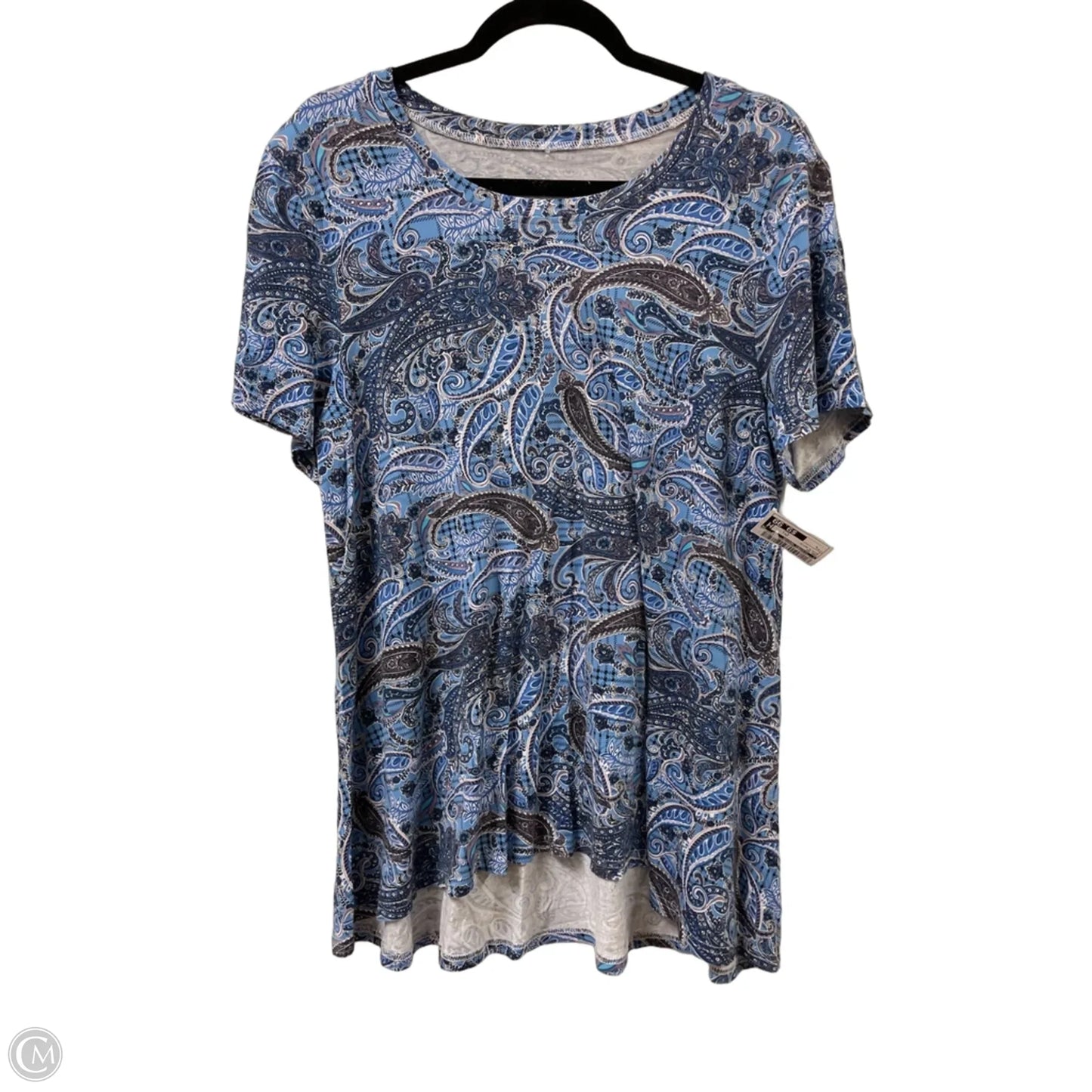 Top Short Sleeve By Clothes Mentor In Blue & White, Size: L