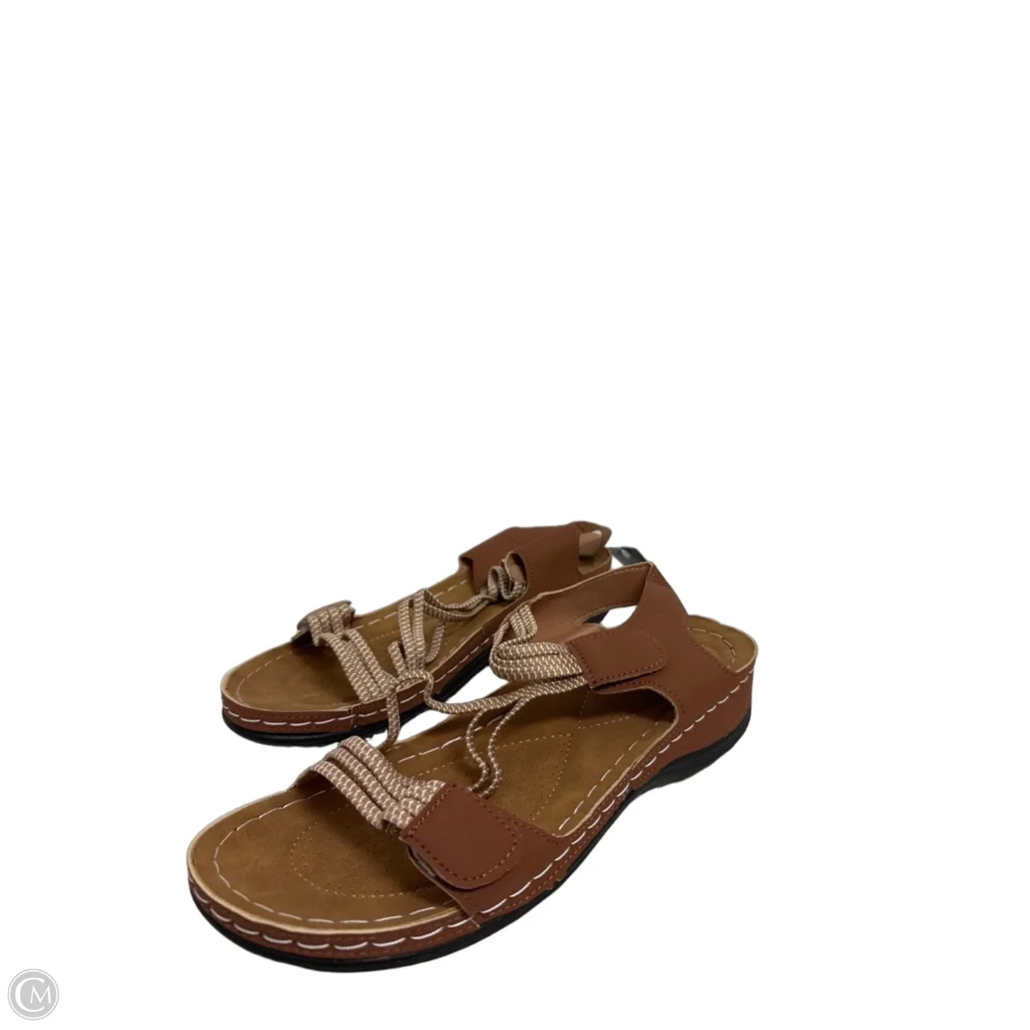 Sandals Flats By Clothes Mentor In Brown, Size: 9