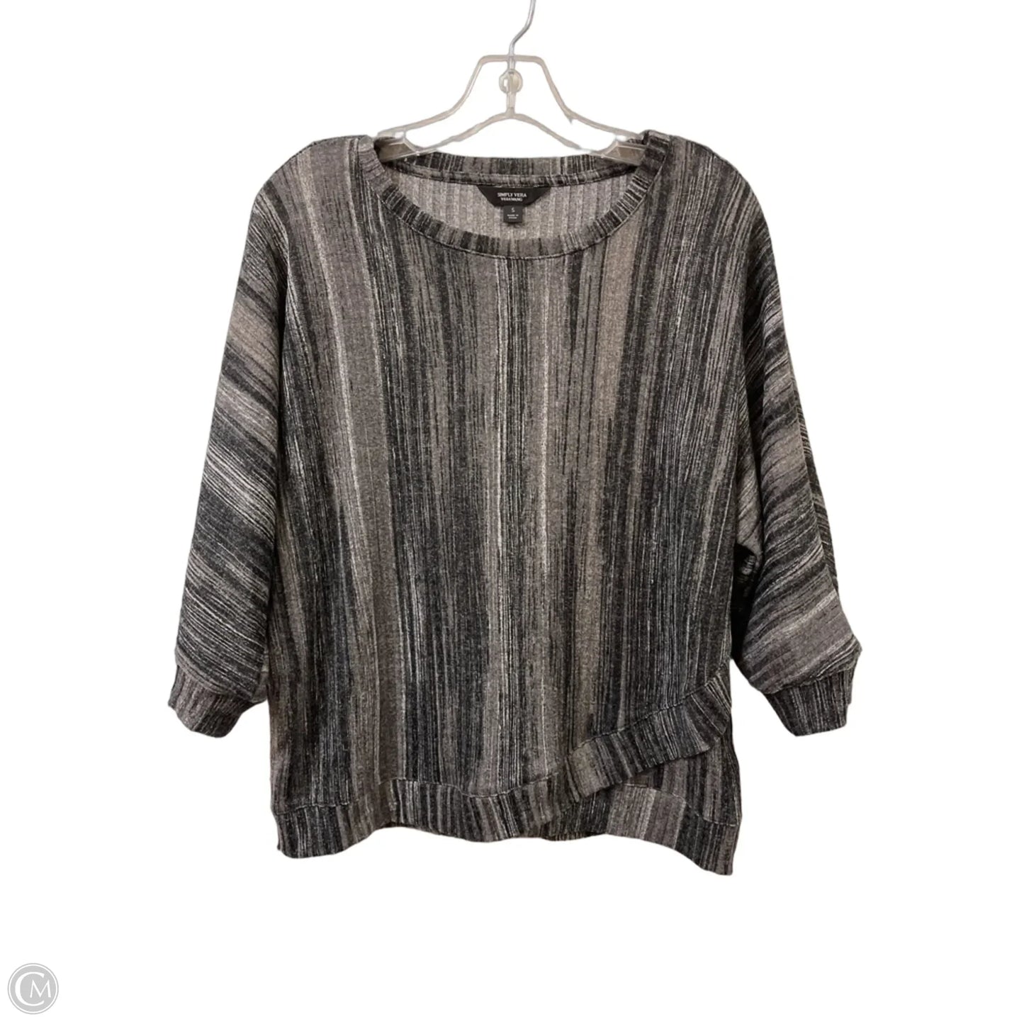Top Long Sleeve By Simply Vera In Black & Grey, Size: S