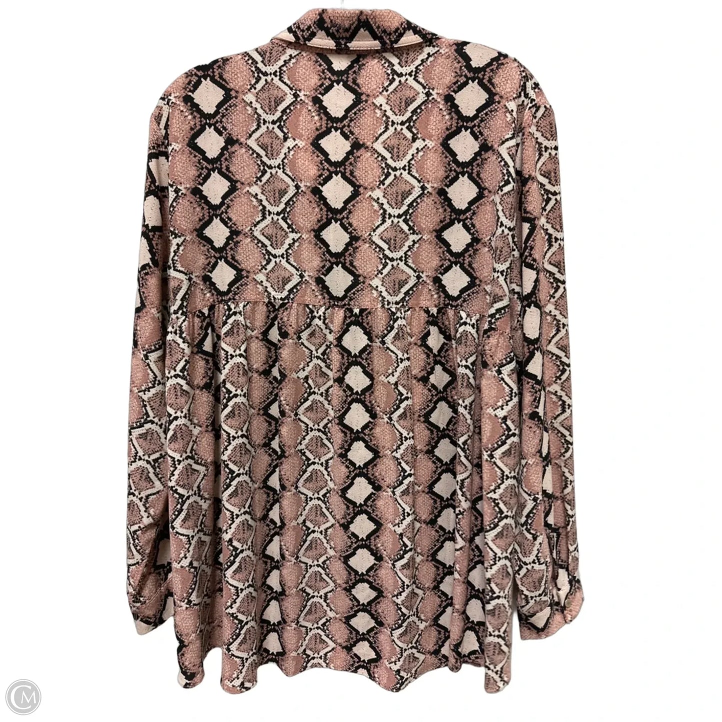 Blouse Long Sleeve By Jones New York In Black & Pink, Size: Xl