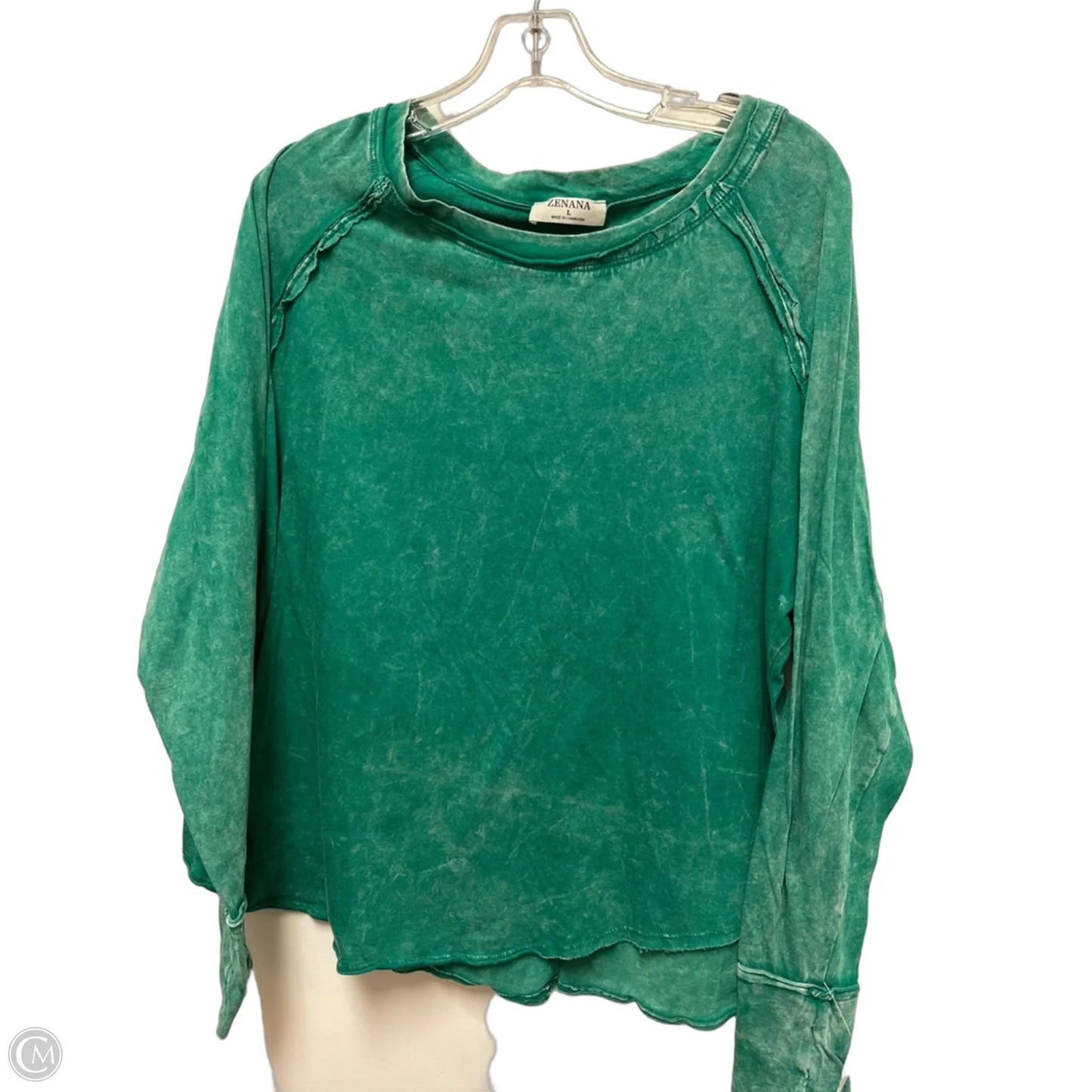Top Long Sleeve By Zenana In Green, Size: L