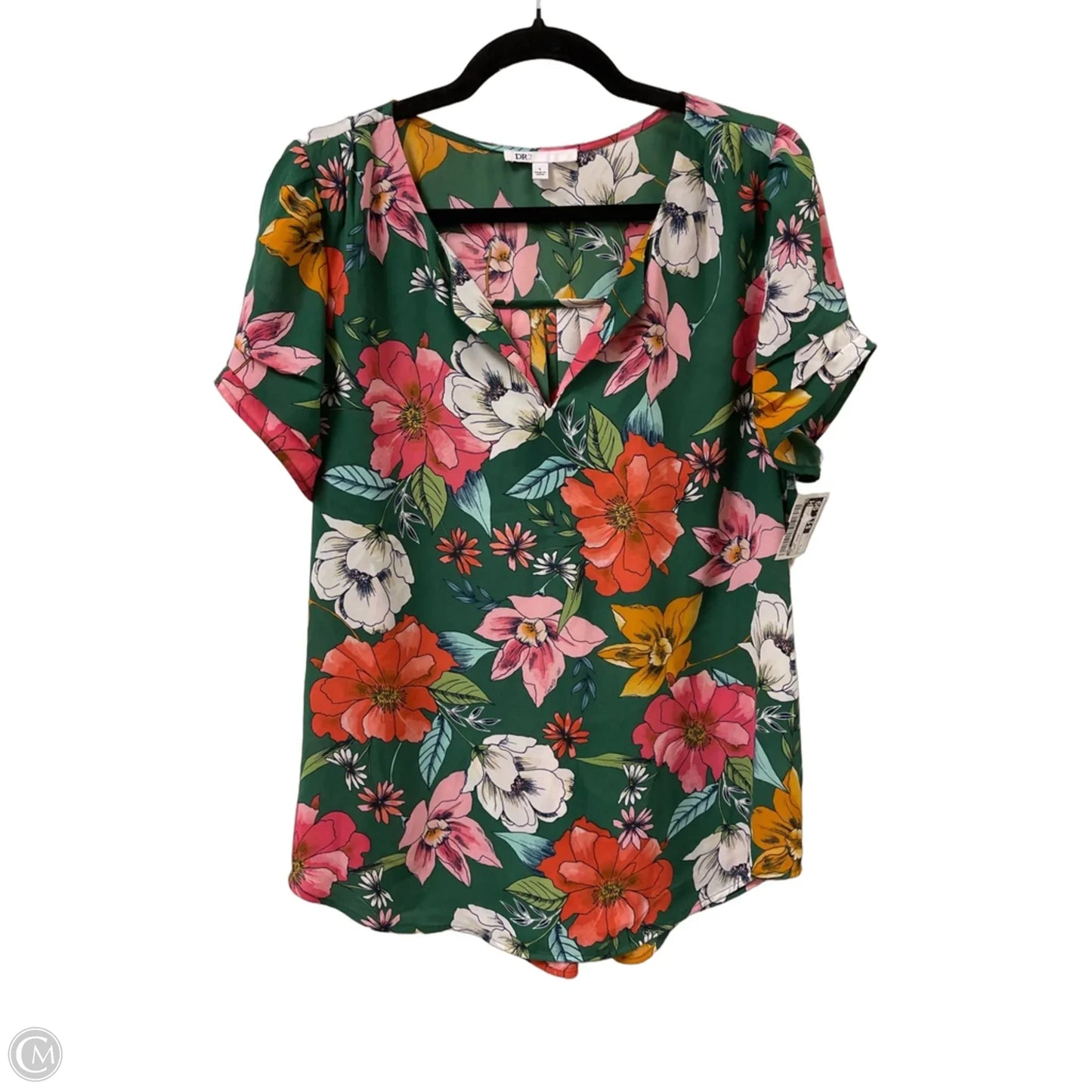 Top Short Sleeve By Dr2 In Floral Print, Size: L