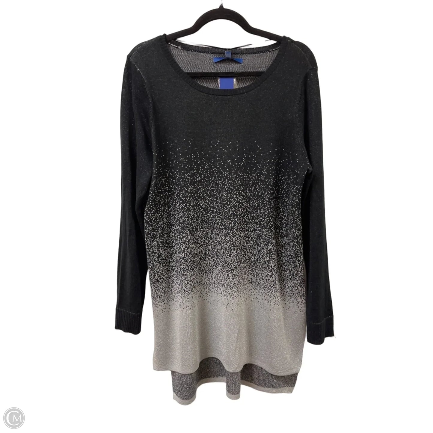 Sweater By Apt 9 In Black & Silver, Size: L