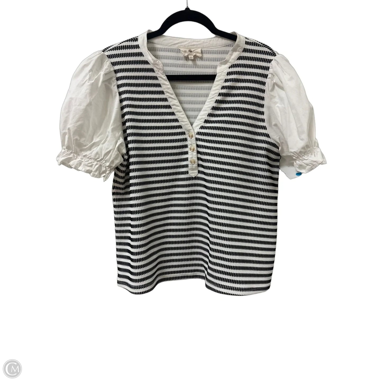 Top Short Sleeve By Betseys Boutique Shop In Black & White, Size: L