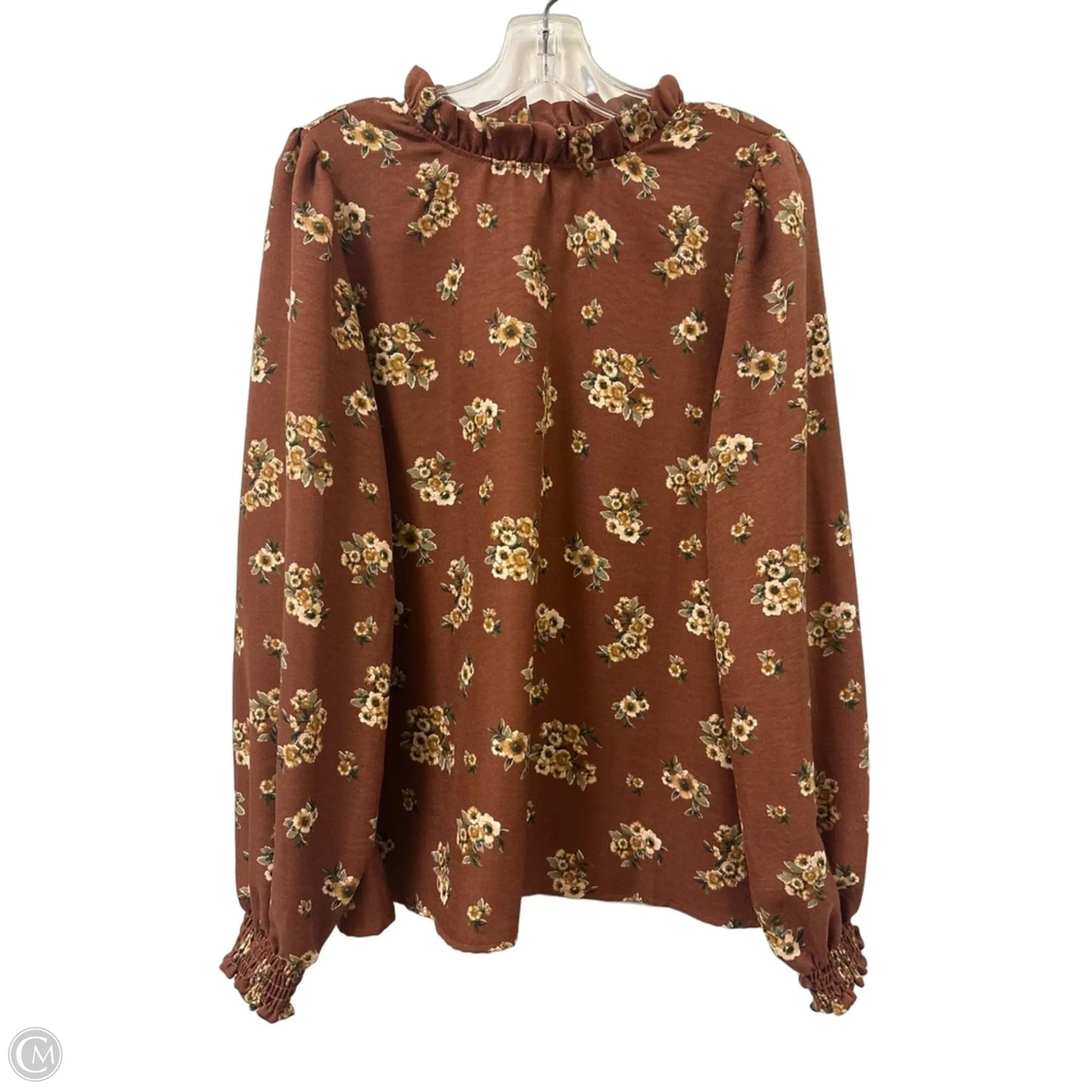 Top Long Sleeve By Les Amis In Brown, Size: L