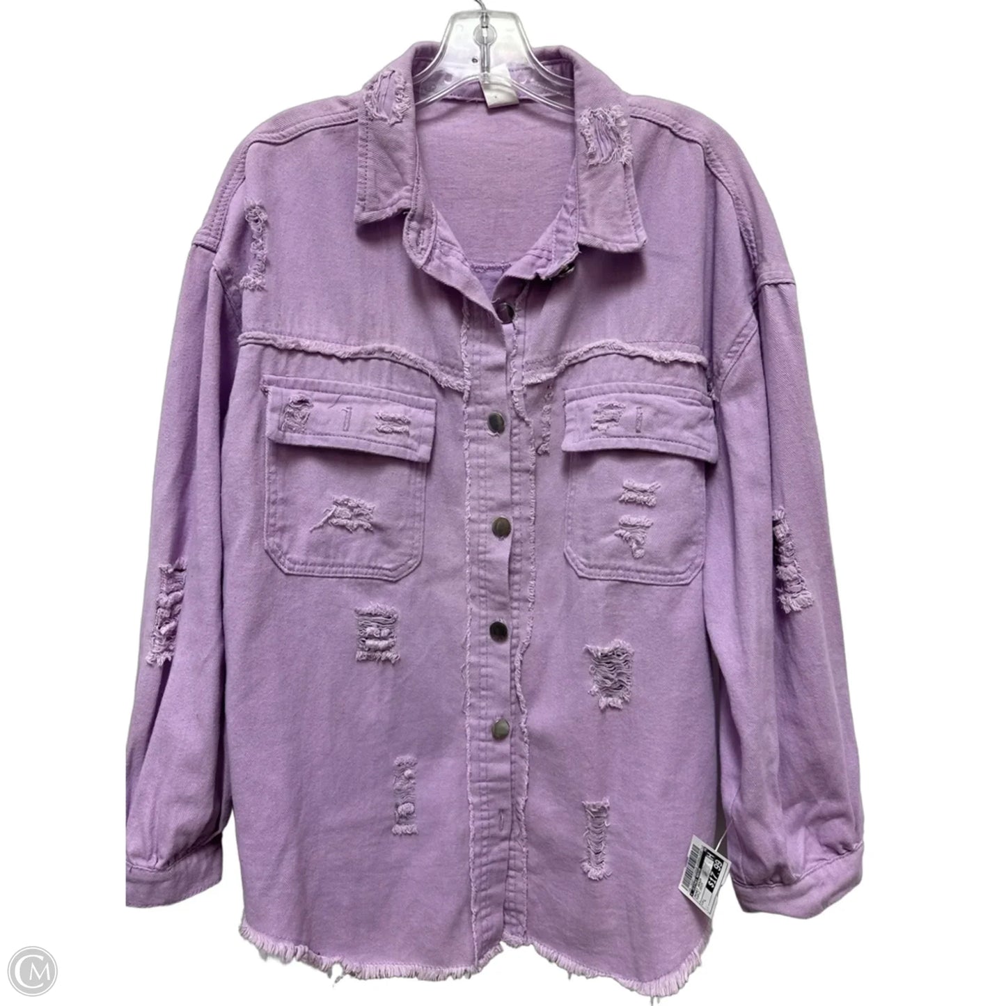 Jacket Denim By Clothes Mentor In Purple Denim, Size: L