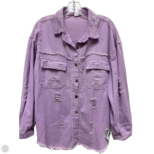 Jacket Denim By Clothes Mentor In Purple Denim, Size: L