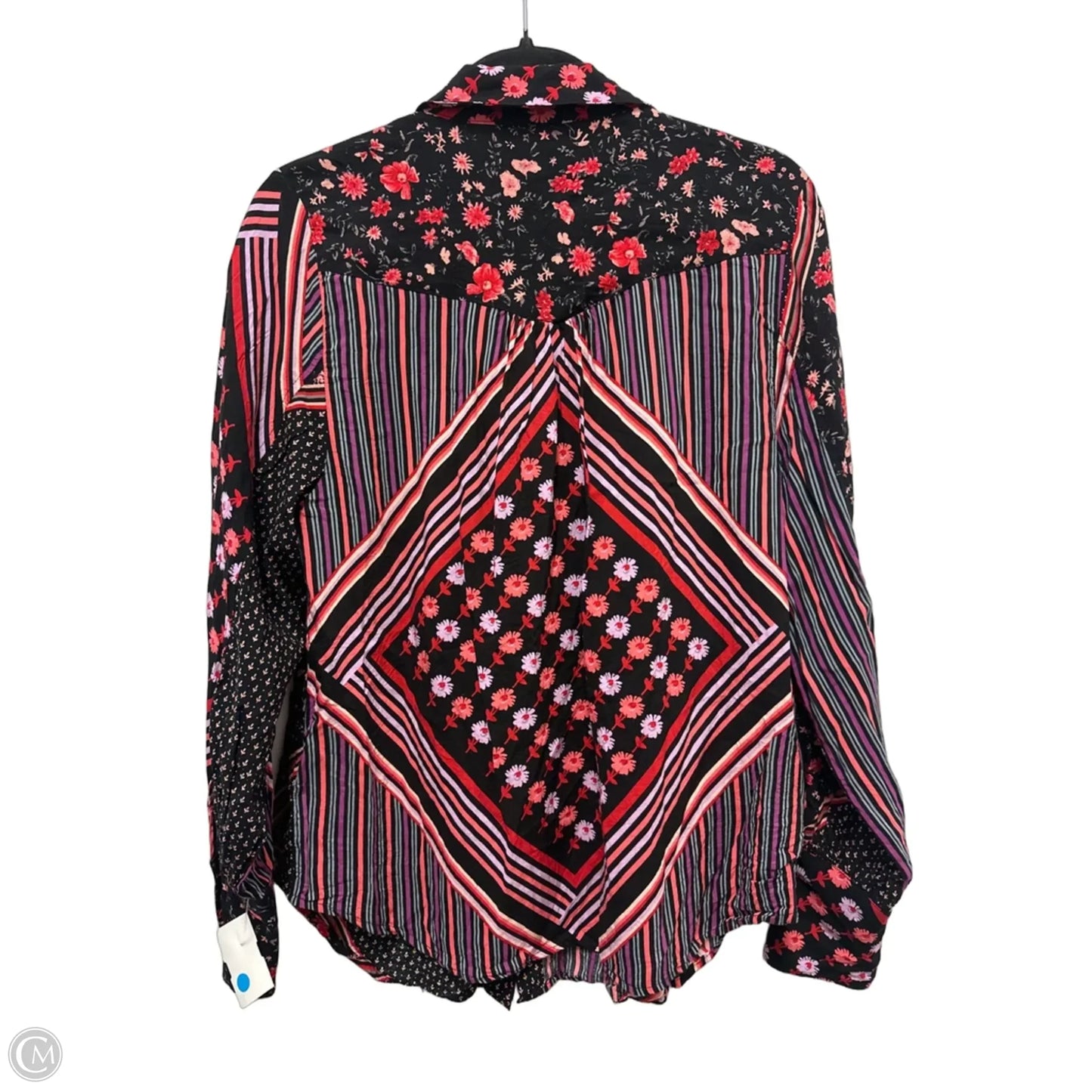 Blouse Long Sleeve By Free People In Black & Red, Size: S