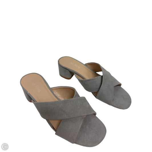 Sandals Heels Block By Clothes Mentor In Grey, Size: 6.5