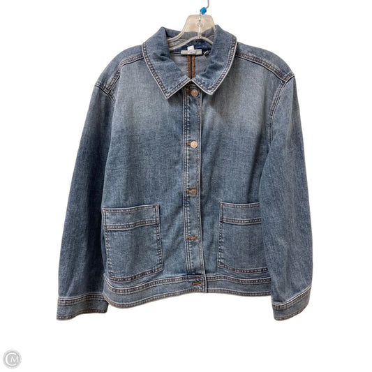 Jacket Denim By Chicos In Blue Denim, Size: Xl