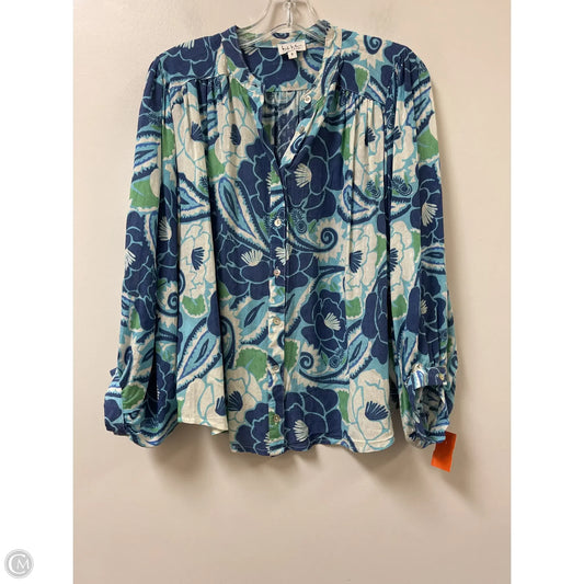 Top Long Sleeve By Nicole By Nicole Miller In Blue & Green, Size: S