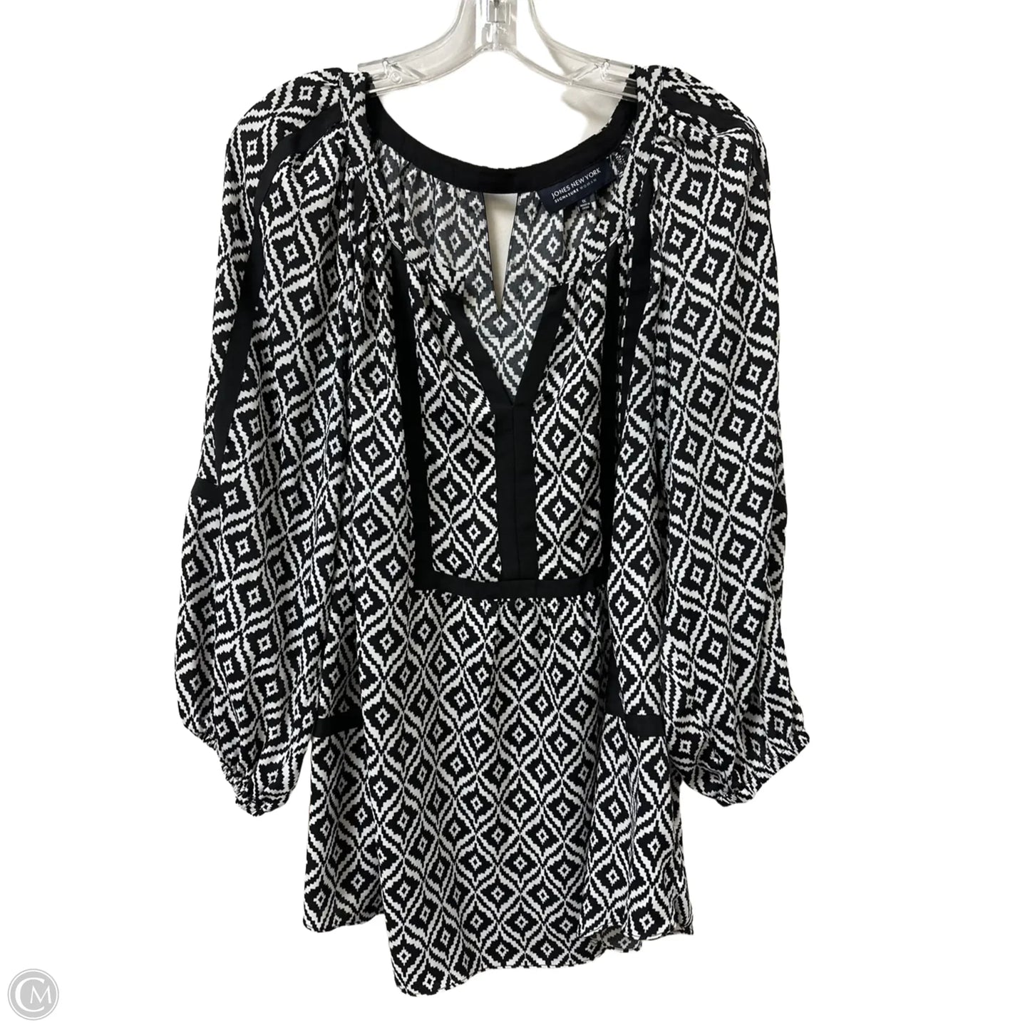 Top Long Sleeve By Jones New York In Black & White, Size: 1x