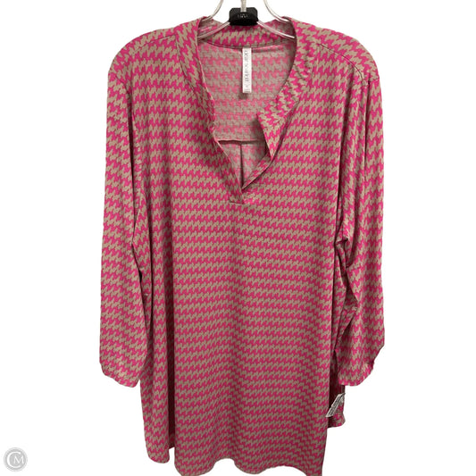Top Long Sleeve By Clothes Mentor In Brown & Pink, Size: 3x