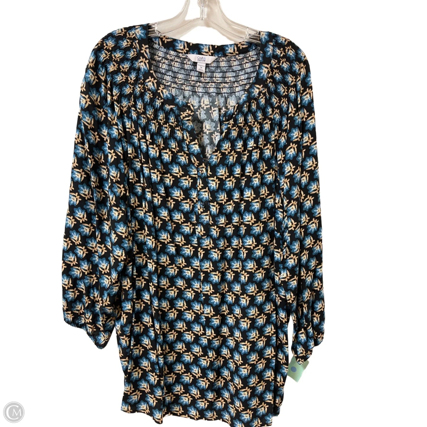 Top Long Sleeve By Croft And Barrow In Black & Blue, Size: 3x