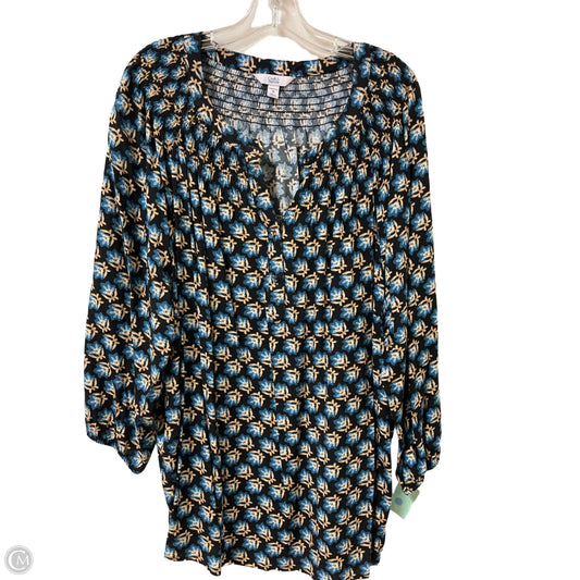 Top Long Sleeve By Croft And Barrow In Black & Blue, Size: 3x