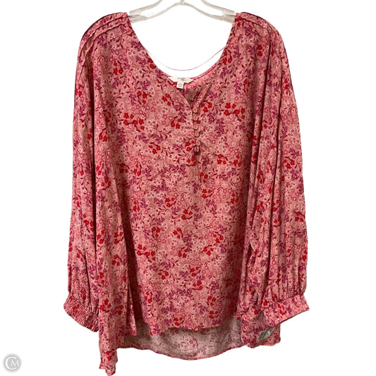 Top Long Sleeve By Terra & Sky In Pink, Size: 3x
