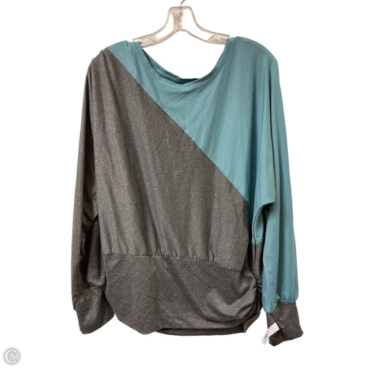 Athletic Top Long Sleeve Crewneck By Tahari By Arthur Levine In Blue & Grey, Size: 1x
