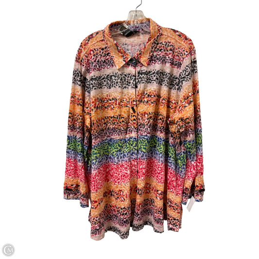 Blouse Long Sleeve By Ali Miles In Multi-colored, Size: 2x
