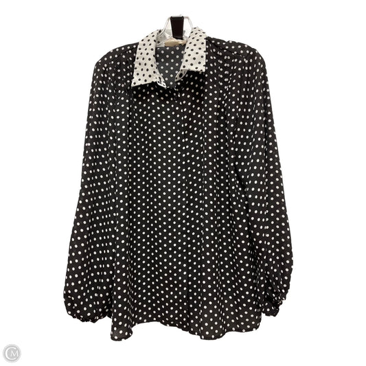 Blouse Long Sleeve By By Design In Polkadot Pattern, Size: 1x