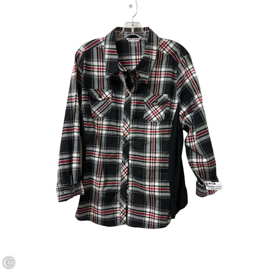 Blouse Long Sleeve By Allison Daley In Black & Red, Size: 1x