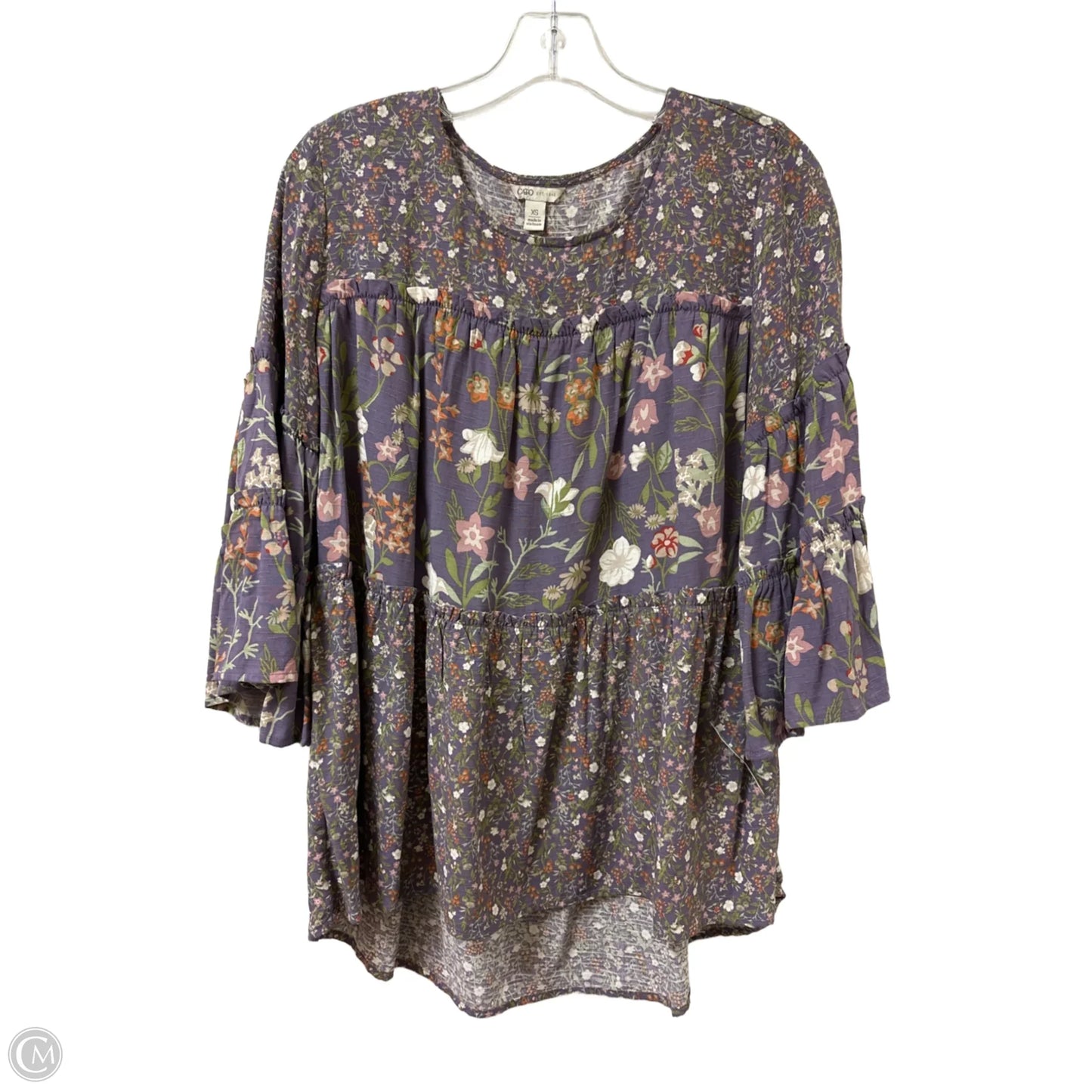 Top Long Sleeve By Cato In Floral Print, Size: Xs