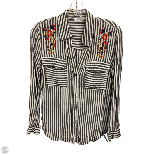Blouse Long Sleeve By Blu Pepper In Striped Pattern, Size: S