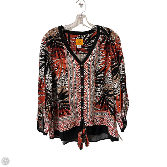 Top Long Sleeve By Ruby Rd In Black & Brown, Size: Xl