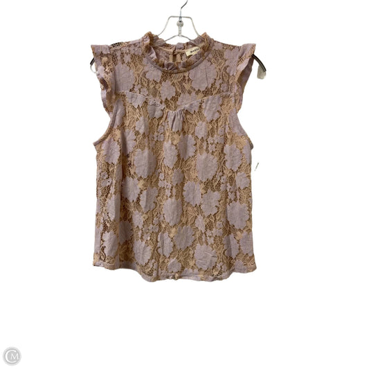 Top Sleeveless By Monteau In Cream & Purple, Size: Xl
