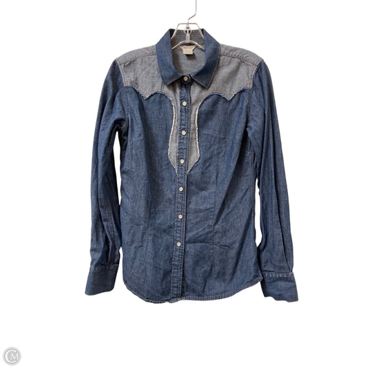 Blouse Long Sleeve By Ariat In Blue Denim, Size: S