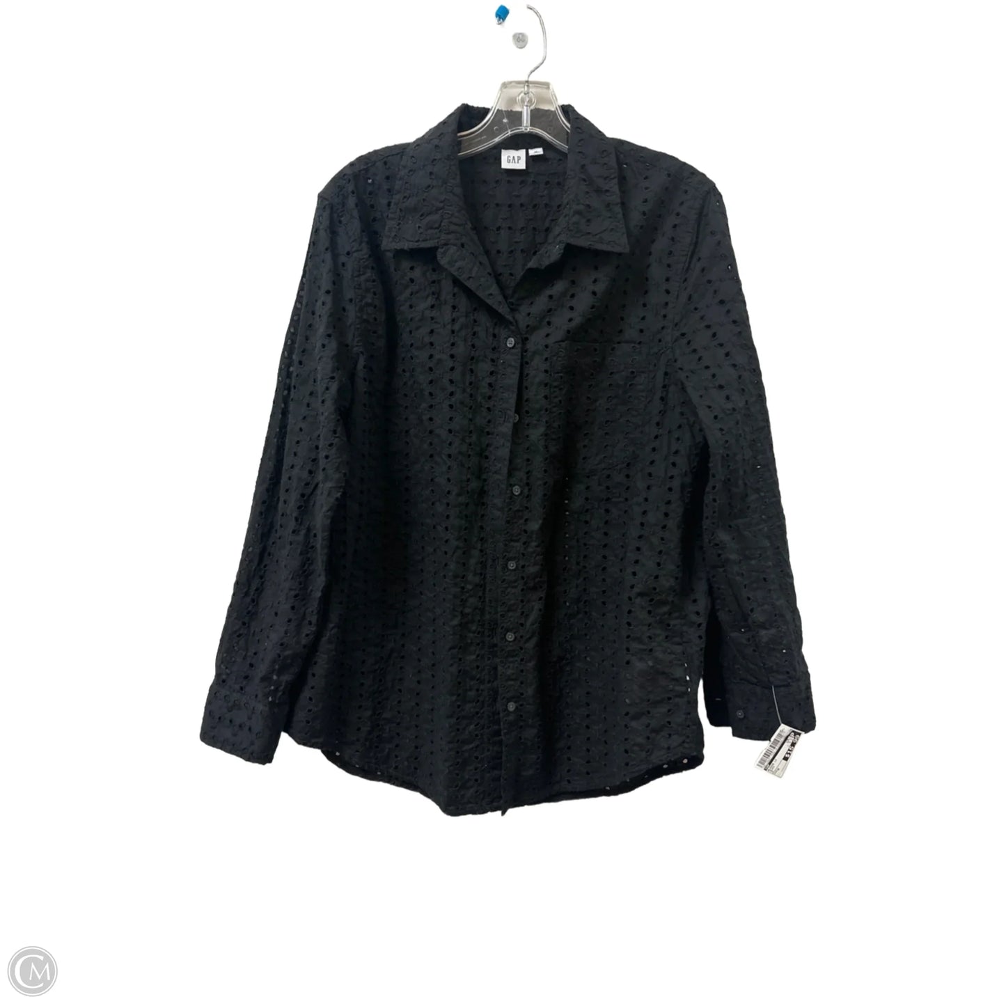 Blouse Long Sleeve By Gap In Black, Size: M