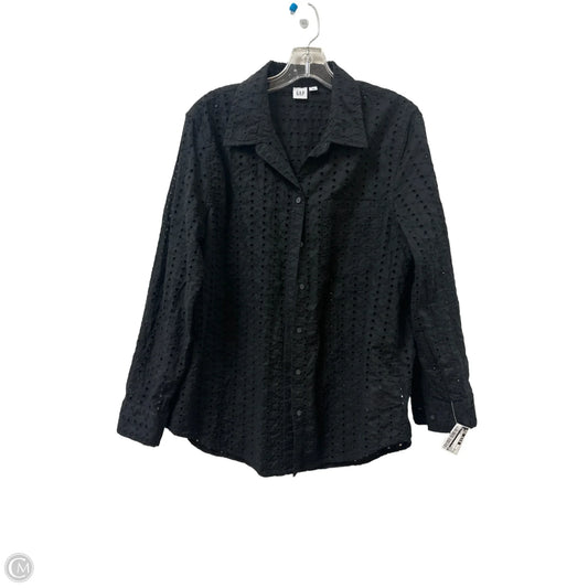 Blouse Long Sleeve By Gap In Black, Size: M