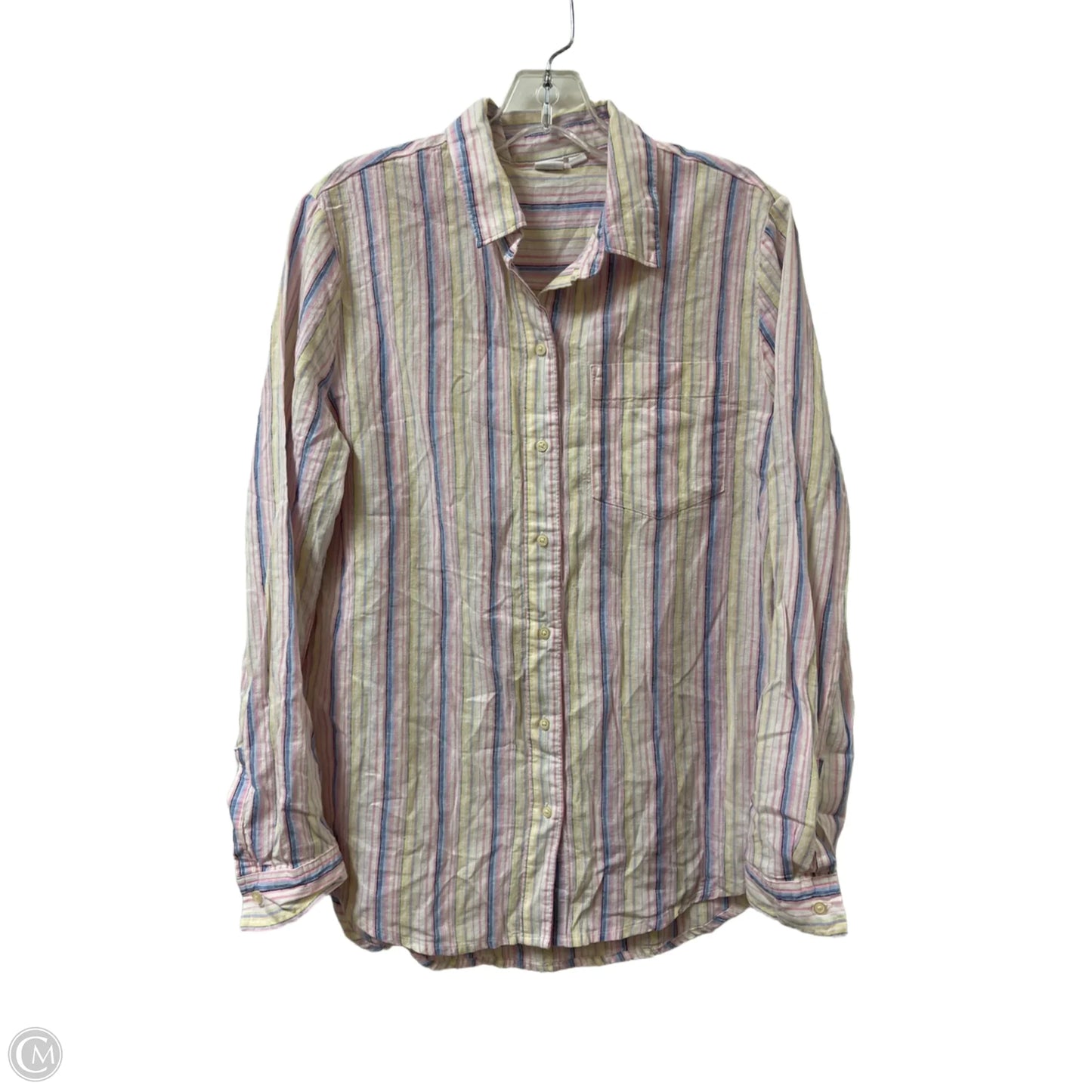 Blouse Long Sleeve By Gap In Striped Pattern, Size: S
