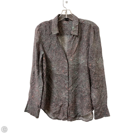 Blouse Long Sleeve By Theory In Grey, Size: M