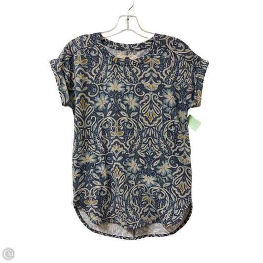 Top Short Sleeve By Cupio In Blue & Cream, Size: Xs