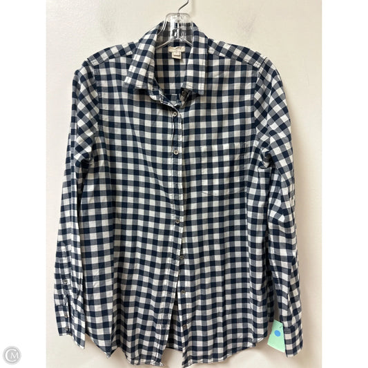 Blouse Long Sleeve By J. Crew In Blue & White, Size: M