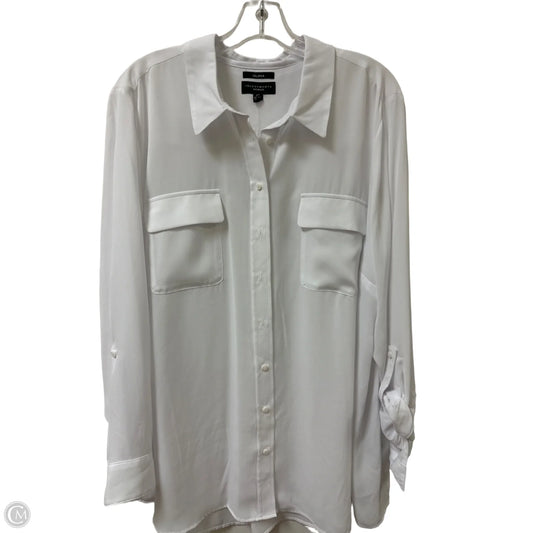 Blouse Long Sleeve By Investments In White, Size: 2x