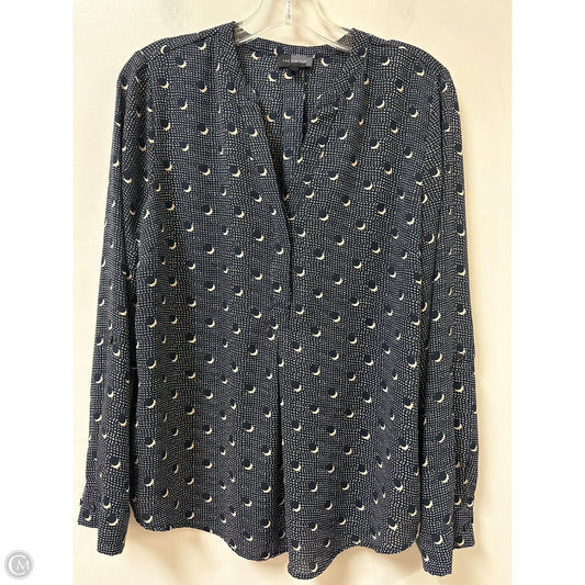 Top Long Sleeve By Limited In Blue & Cream, Size: L