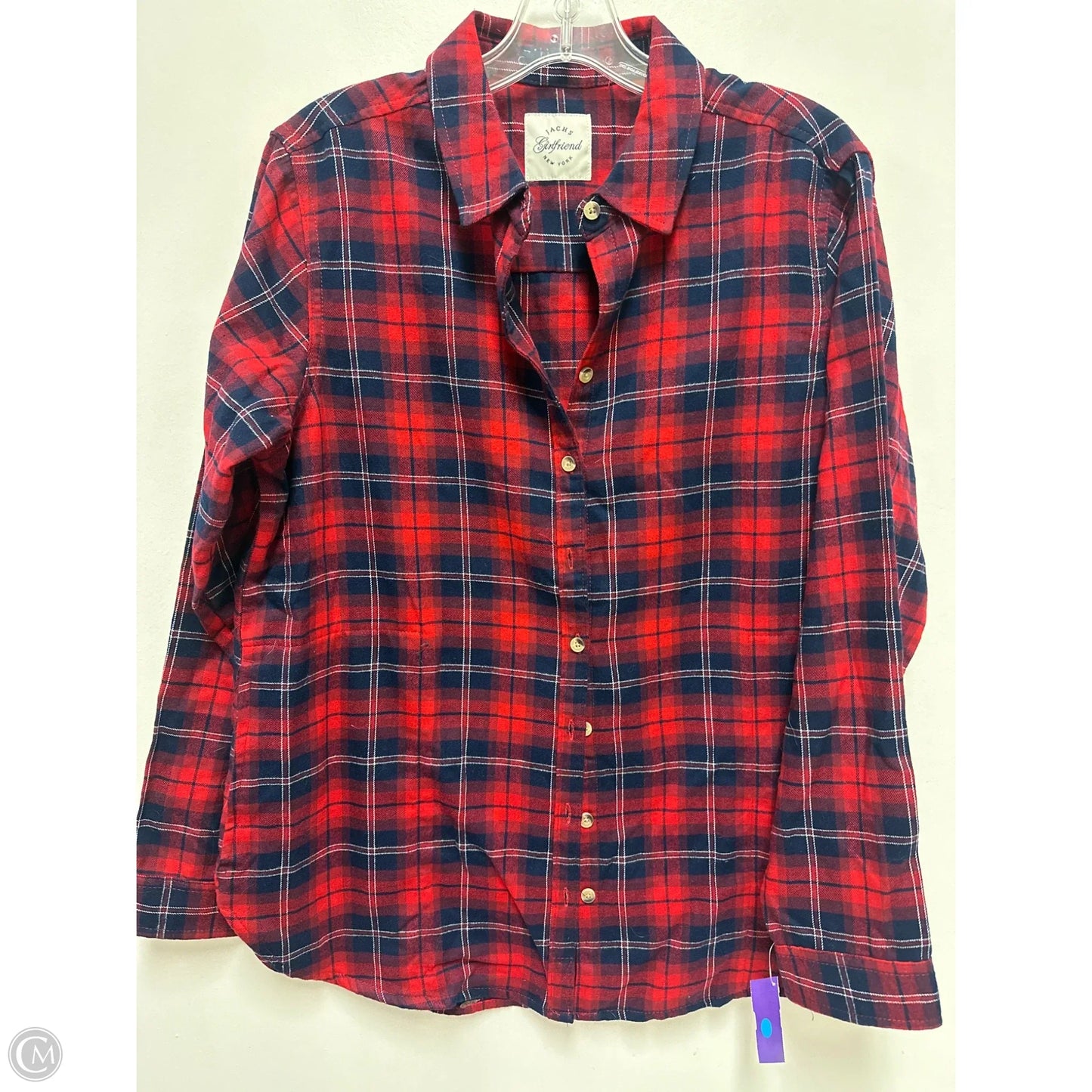 Blouse Long Sleeve By Jachs Girlfirend In Blue & Red, Size: M