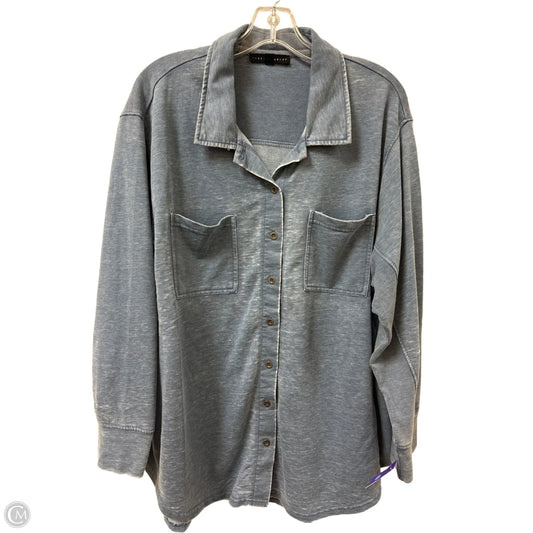 Blouse Long Sleeve By Jane And Delancey In Blue, Size: 2x