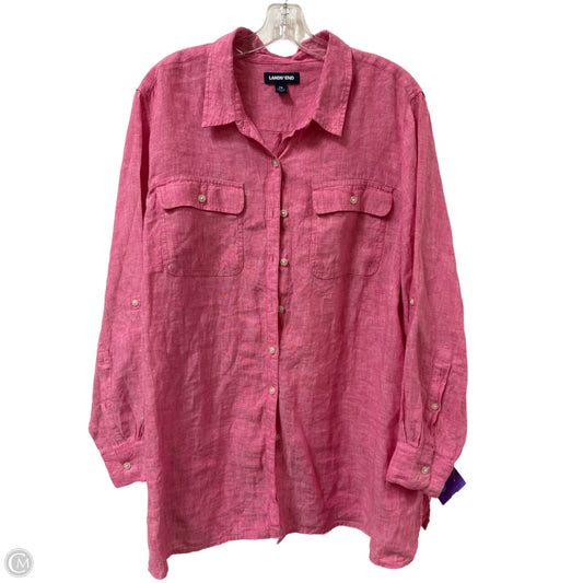 Blouse Long Sleeve By Lands End In Pink, Size: 2x