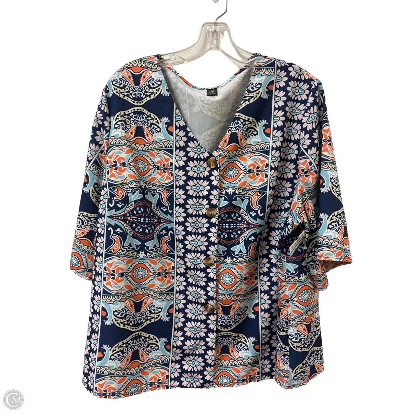 Top Short Sleeve By Shein In Blue & Orange, Size: 2x