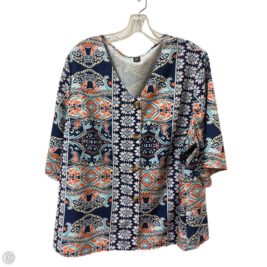 Top Short Sleeve By Shein In Blue & Orange, Size: 2x