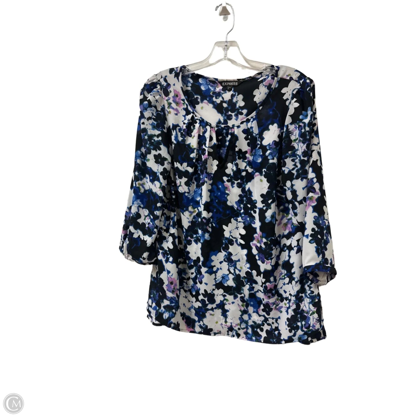 Top Long Sleeve By Express In Black & Blue, Size: M
