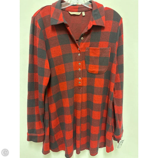 Top Long Sleeve By Soft Surroundings In Black & Red, Size: M