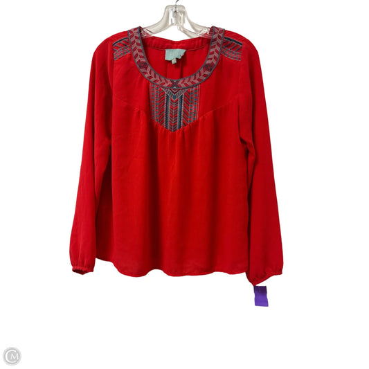 Top Long Sleeve By Skies Are Blue In Red, Size: M