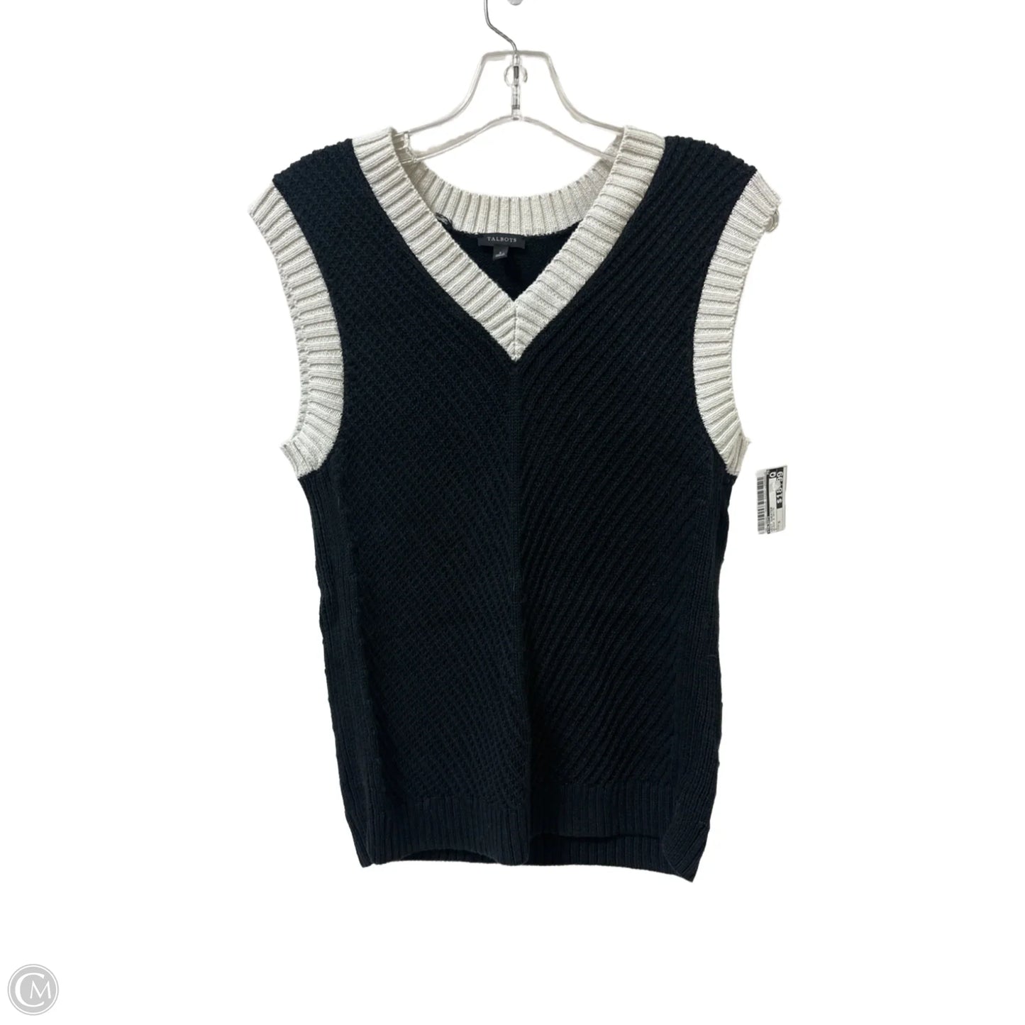 Vest Sweater By Talbots In Black & White, Size: S
