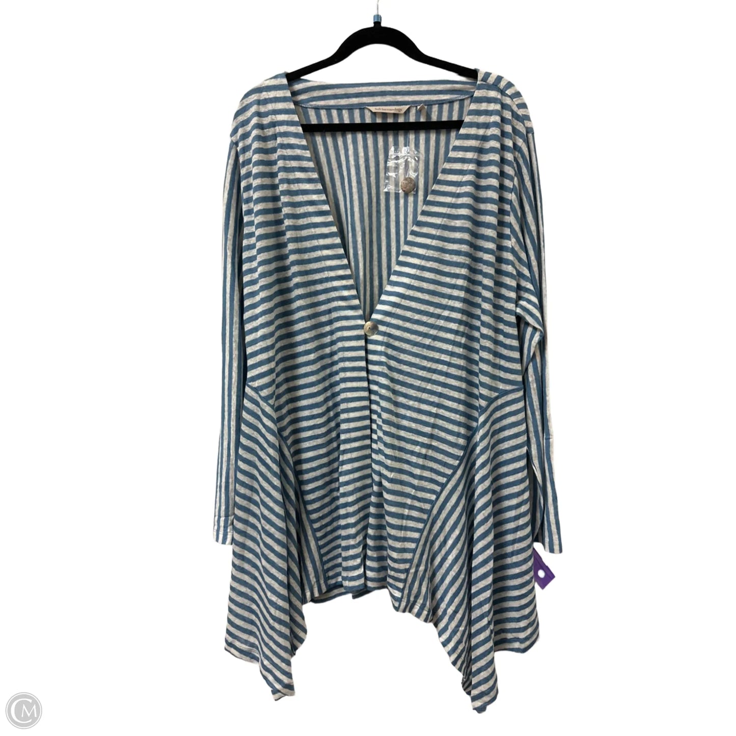 Sweater Cardigan By Soft Surroundings In Blue & White, Size: 2x